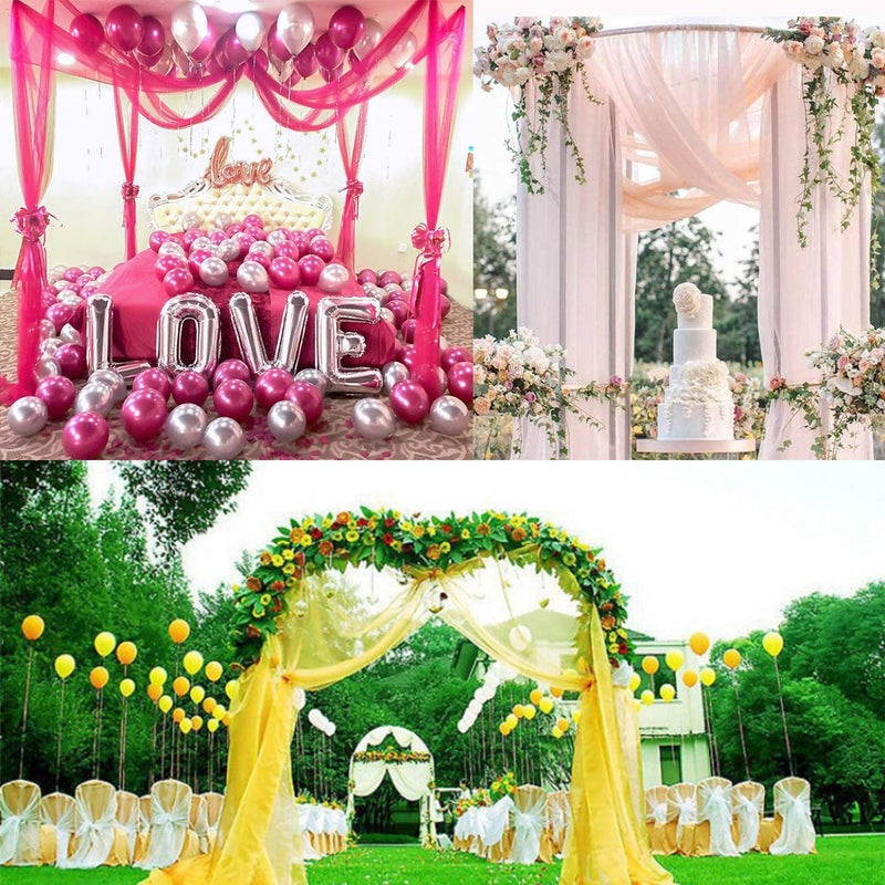 Anteer Crystal Organza Tulle Sheer Fabric Backdrop Curtains for Wedding Baby Shower Birthday Party Event Decor, 19â€ by 30 Yard (Yellow) - Image 3